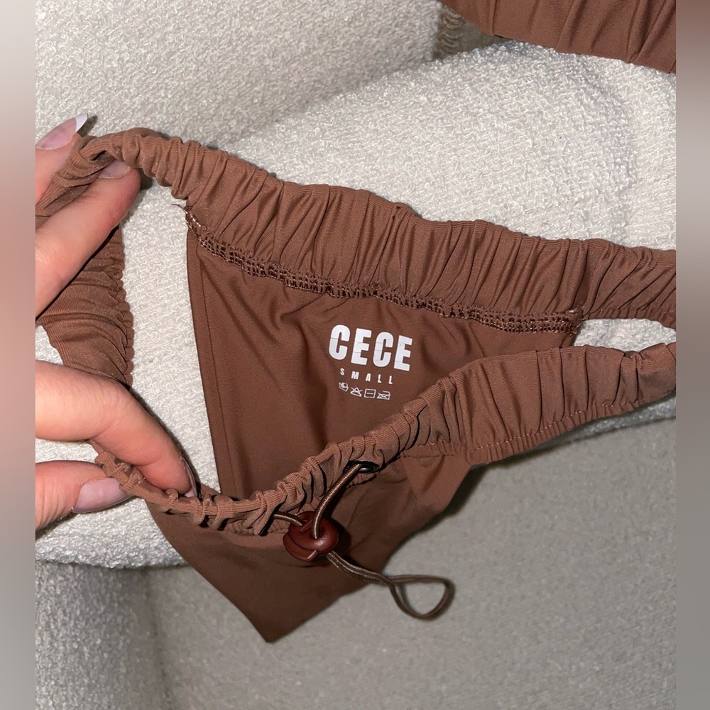Brown Drawstring Ruched CECE Bikini Set - Picture 2 of 8